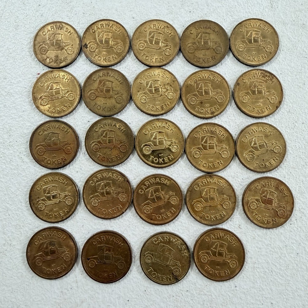 Vintage Car Wash Token Lot Of 24 Tokens Old Model T Design